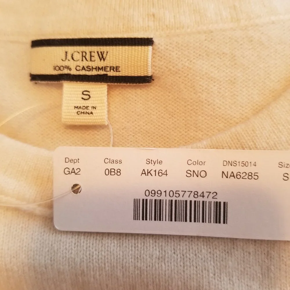 NWT J Crew Cashmere T-shirt in cream / ivory - Picture 6 of 6